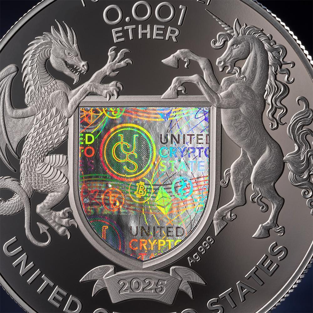 ETHEREUM 1 Oz Silver Coin 0,001 Ether United Crypto States 2025