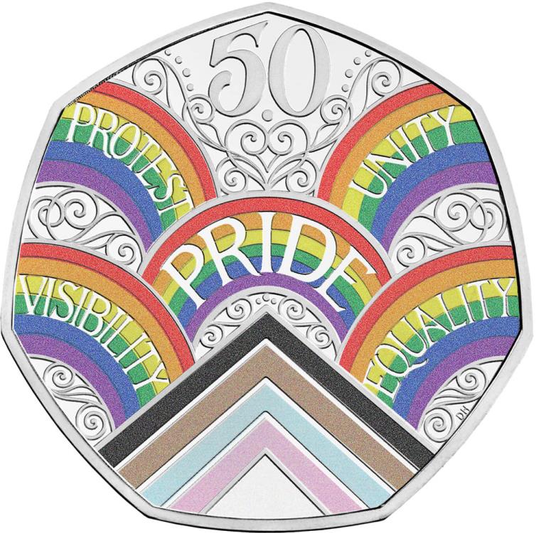 Pride 50th Anniversary Silver Coin 50 Pence United Kingdom 22