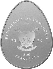 Mints - UKRAINIAN PYSANKY Egg Shape Base Metal Coin 500 Francs Cameroon 2023
