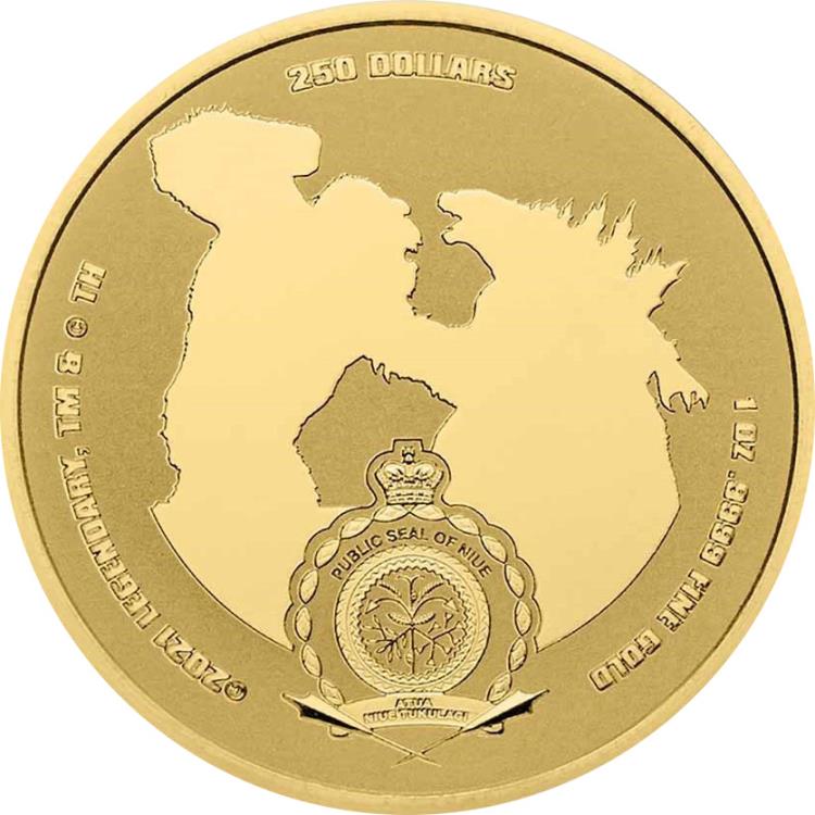 GODZILLA 1 Oz Gold Coin 250$ Niue 2021 | Mints