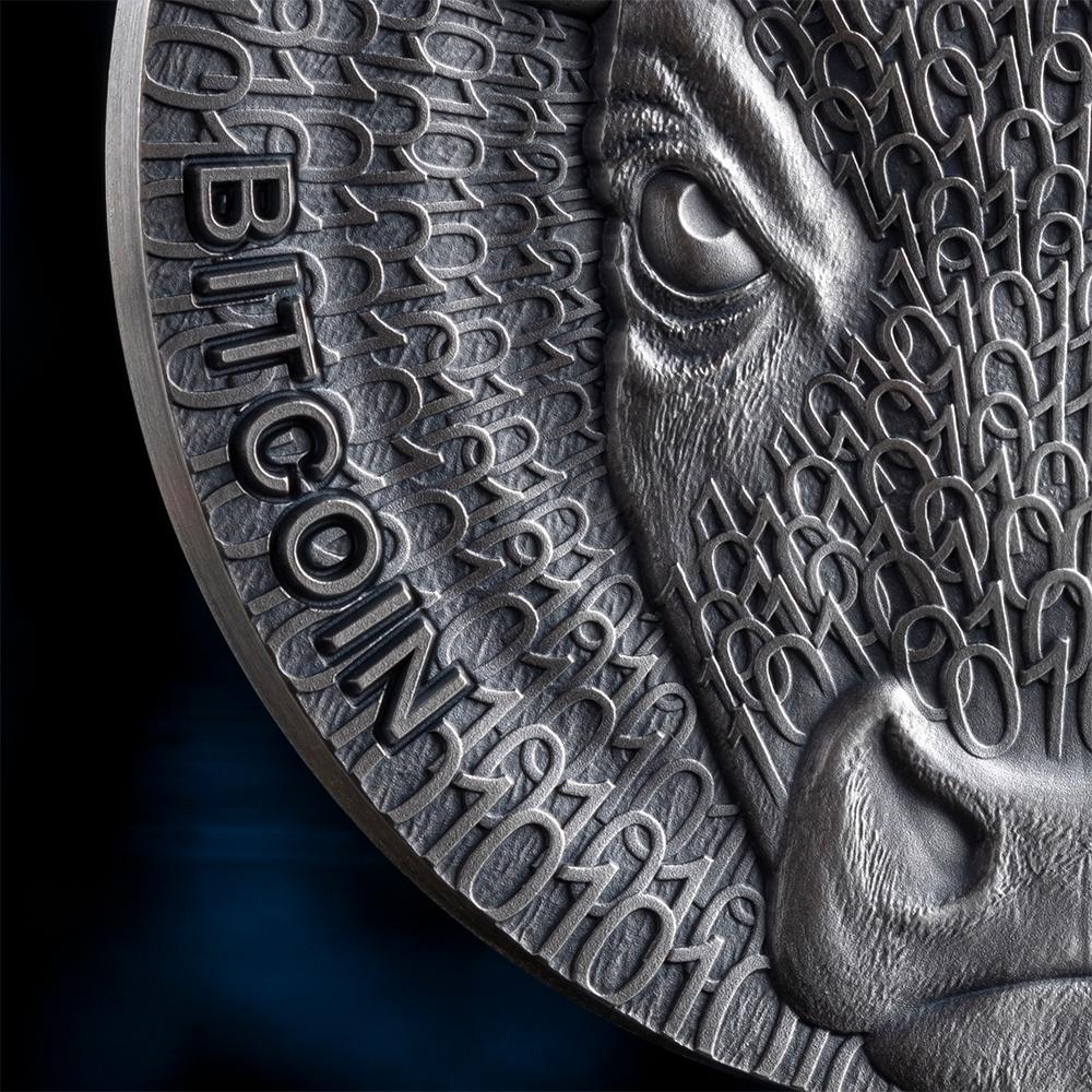 BINARY BULL Cryptocurrency 2 Oz Silver Coin 1000 Satoshi United Crypto  States 2024