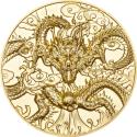 Mints Coins - CHINESE DRAGON ART Gilded 5 Oz Silver Coin 10$ Niue 2024