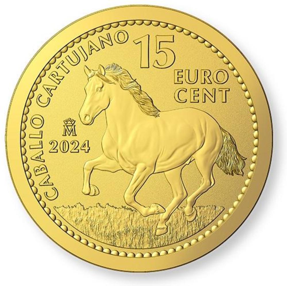 CARTHUSIAN HORSE Gold Strike 1/10 Oz Gold Coin 15 Euro Cents Spain 2024