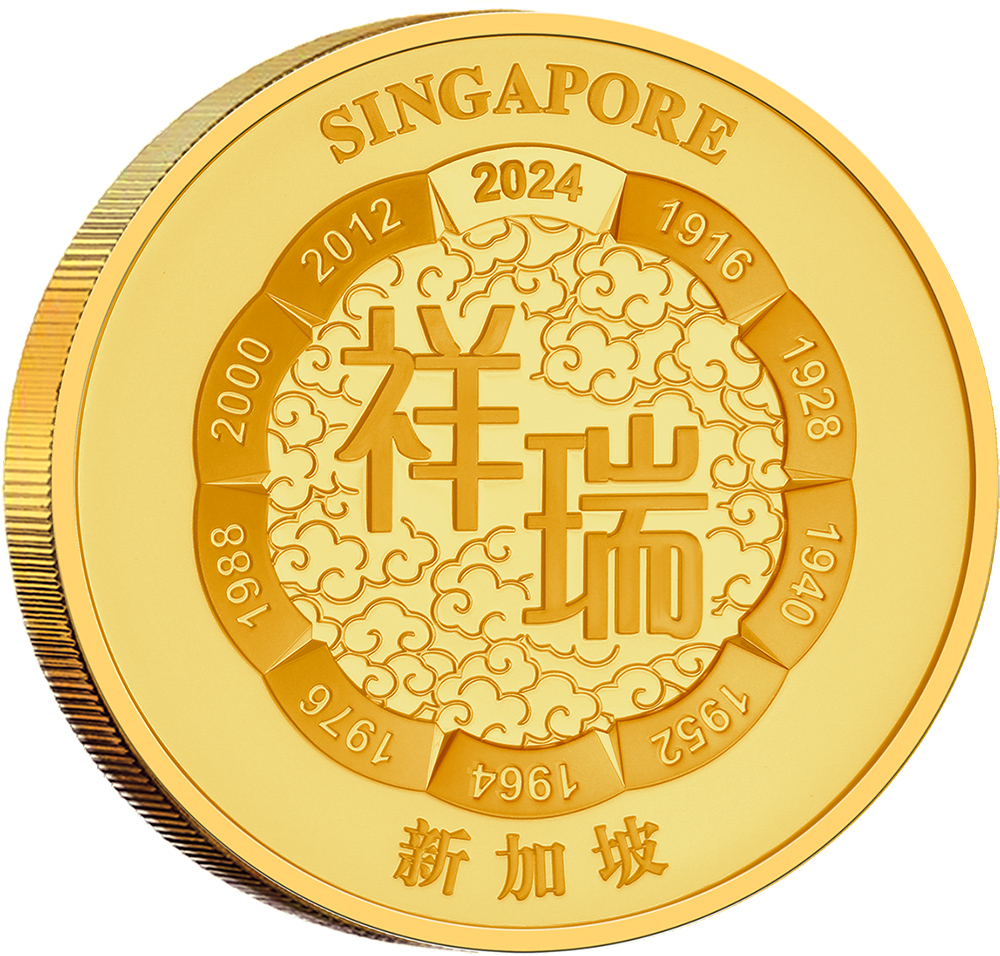 DRAGON Lunar Year 1 Oz Gold Medal 10$ Singapore 2024 | Mints