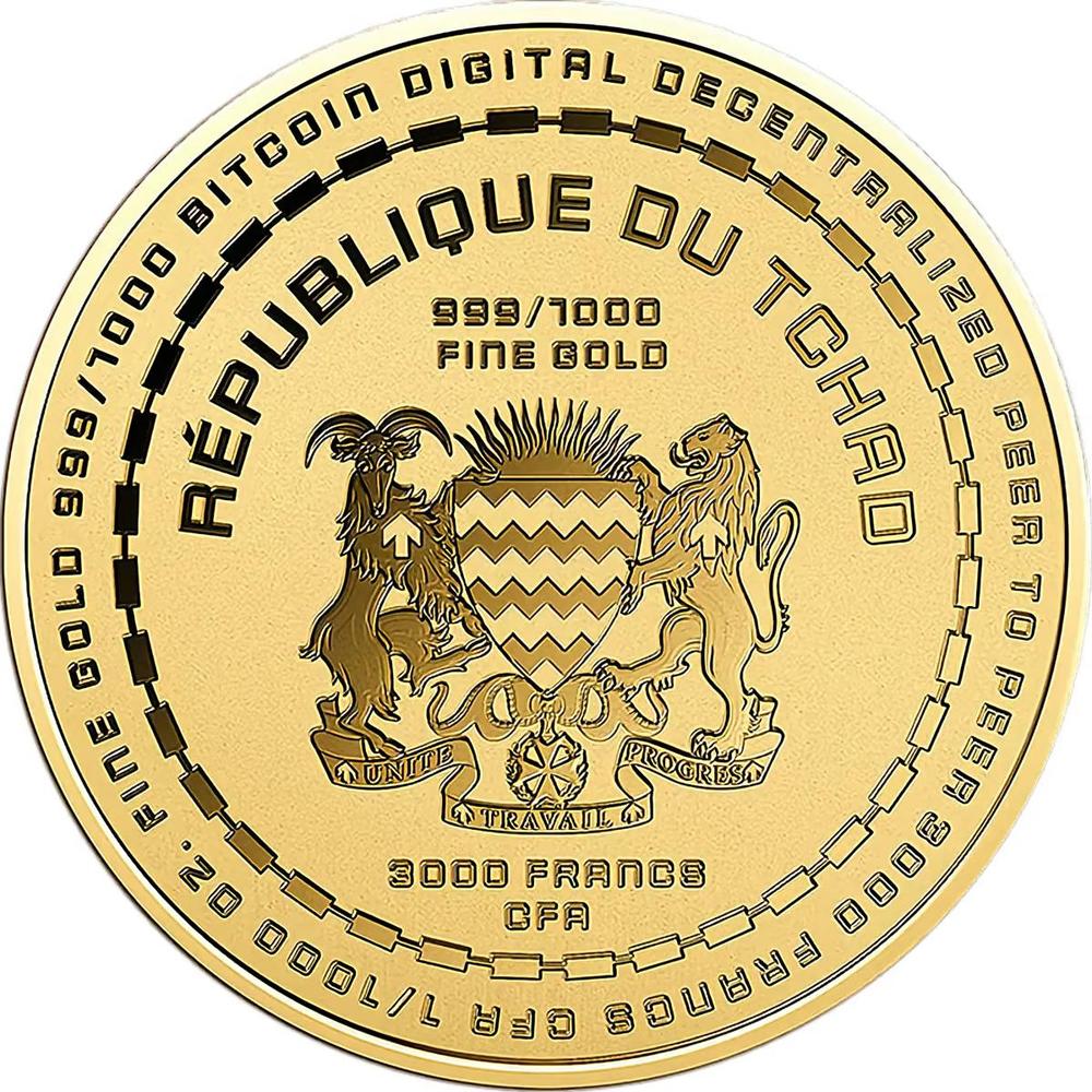BITCOIN 1/1000 Oz Gold Coin 3000 Francs Chad 2023 | Mints