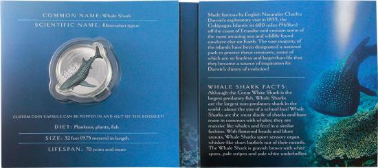 Mints - WHALE SHARK Giants Of The Galapagos Island 1 Oz Silver Coin 2$ Solomon Islands 2021