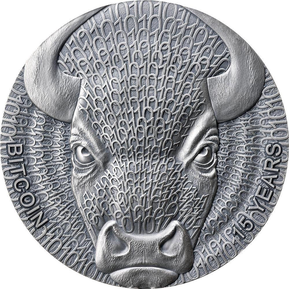 BINARY BULL Cryptocurrency 2 Oz Silver Coin 1000 Satoshi United Crypto  States 2024