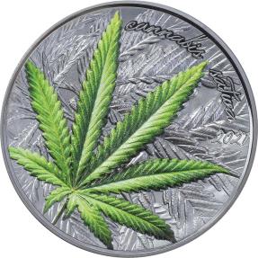 .999 Silver Coin PCGS PR70DCAM 2016 1000 Francs Benin Cannabis Sativa 1 oz