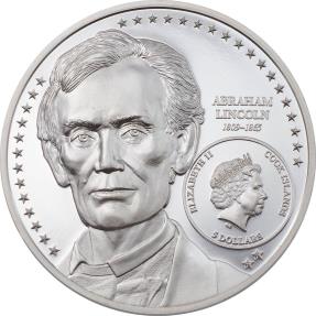 ABRAHAM LINCOLN by Miles Standish 1 Oz Silver Coin 5$ Cook Islands