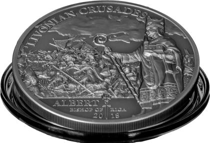 LIVONIAN CRUSADE Northern History 1 Oz Silver Coin 5$ Cook Islands 2018