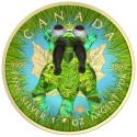 Mints Coins - GRASSHOPPER Murano Glass Maple Leaf 1 Oz Silver Coin 5$ Canada 2022