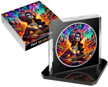 【中古】 SOBREVIVIENTE LERNERMOGUILEVSKYDUO DIA DE LOS MUERTOS Sunrise Libertad 1 Oz Silver Coin Mexico 2024