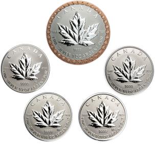 MAPLE LEAF Fractional Set 35th Anniversary 5 x Silver Coins Canada 2023