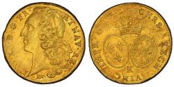 World Coins - Louis XV Double Louis d'or au bandeau - 1748 K Bordeaux - 5955 exemplaires