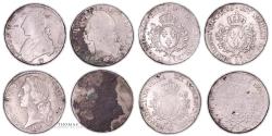 World Coins - Louis XVI & XV Lot of 4 ecus - Louis XVI &amp; Louis XV - 1785 I-1758 BB-1765 L-1756 G - The sauvionnières Hoard