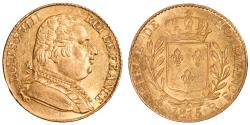 World Coins - Louis XVIII Gold - 20 Francs or - au buste habillé - 1815 R London
