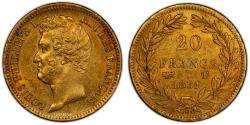 World Coins - Louis Philippe I Gold - 20 francs or - 1831 T Nantes - PCGS AU 58 - 862 examples