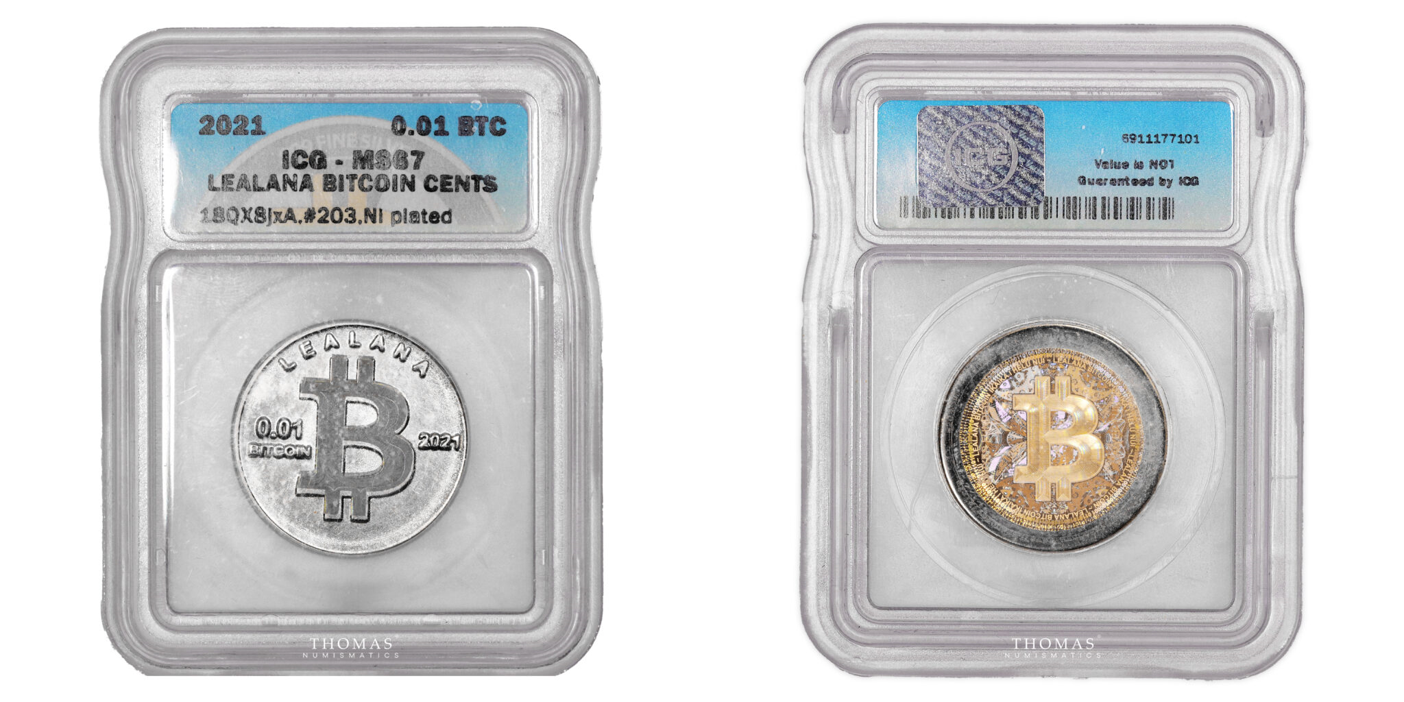 Bitcoin Cryptocurrency coin - 2021 lealana 0.01 BTC - unfunded