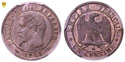 World Coins - Napoléon III 1 centime - 1853 MA Marseille - PCGS MS 63 BN