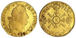 World Coins - Louis XIV Contemporary counterfeit overstrike - Louis d’or aux 4 L - X Amiens - Hoard - Treasure of Valenciennes