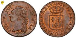 World Coins - Louis XVI Sol à l'écu - 1791 D Lyon - PCGS MS 63 BN