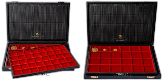 World Coins - Abafil box Black Minidiplomat - Red velvet