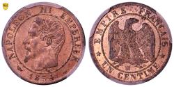 World Coins - Napoléon III 1 Centime - 1854 MA Marseille - PCGS MS 64 RB