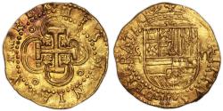 World Coins - Spain Felipe II - Gold cob 2 Escudos - Sevilla - Kempen Treasure Hoard