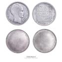 World Coins - Turin Pair of uniface trial strikes - 10 francs Turin 1929 - obverse and reverse - silvered aluminium bronze
