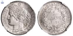 World Coins - Cérès 1 Franc - 1851 A Paris - NGC MS 62