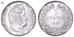 World Coins - Louis-Philippe I 5 Francs - 1847 A Paris - NGC MS 64 ★