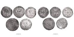 World Coins - Louis XI Louis XII Charles VII Lot of 5 coins - Blanc &amp; Dizain - Saint Lô - Troyes - Paris - Bourges - Montpellier