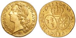 World Coins - Louis XV Gold - Louis d’or au bandeau - 1745 &amp; - Aix-en-Provence - 64 526 examples