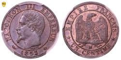 World Coins - Napoléon III 1 centime - 1853 MA Marseille - PCGS MS 63 BN