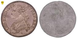 World Coins - Louis XVI Uniface Tin Trial - 1/2 Écu aux branches d'olivier - PCGS MS 63