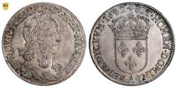 World Coins - Louis XIII 1/2 Écu - First Warin punch - 1642 A Paris - PCGS MS 64 - Rainbow patina