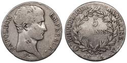 World Coins - Napoleon I 5 Francs An 14 U Turin - 45112 examples