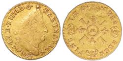 World Coins - Louis XIV Gold - Louis d'or aux 4 L - 1693 AA Metz - Hoard - Treasure of Valenciennes - unique recorded coin