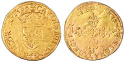 World Coins - Charles IX Écu d'or au soleil - 1566 F Angers