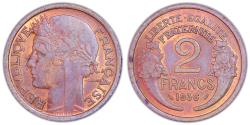 World Coins - Morlon Bi-metallic trial pattern coin - 2 Francs Morlon 1936 - Copper-plated iron