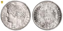 World Coins - Cérès 1 Franc 1881 A Paris - NGC MS 63