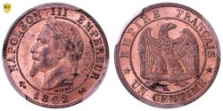 World Coins - Napoleon III 1 centime - 1862 K Bordeaux - PCGS MS 64 RB