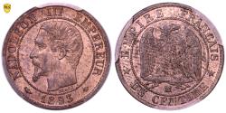 World Coins - Napoléon III 1 centime - 1853 MA Marseille - PCGS MS 63 RB