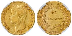World Coins - Napoleon I Gold - 20 francs or - AN 13 T Nantes - NGC VF 35 - 912 examples