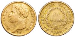 World Coins - Napoleon I Gold - 20 francs or - 1808 M Toulouse - 22 147 examples