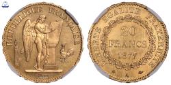 World Coins - Génie Gold - 20 Francs Or Génie - 1877 A Paris - NGC Proof Details