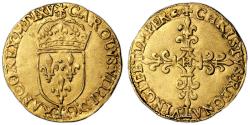 World Coins - Charles IX Gold - Écu d'or au Soleil - Type 1 - 1565 H La Rochelle - 15616 examples