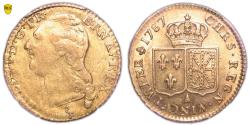World Coins - Louis XVI Gold - Louis d'or à la tête nue - 1787 A Paris - PCGS AU 50 - Mint error - Struck Through obv
