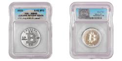 World Coins - Bitcoin Cryptocurrency coin - 2021 lealana 0.01 BTC - unfunded - nickel plated - ICG MS 68