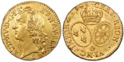 World Coins - Louis XV Gold - Louis d'or au bandeau - 1743 O Riom - Treasure of rue Mouffetard
